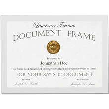 Lawrence Frames Gallery Collection 8.5 x 11 Wood Certificate Picture Frame, White (755881)