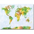 Trademark Global Michael Tompsett Watercolor World Map III Canvas Art, 18 x 24