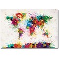 Trademark Global Michael Tompsett Paint Splashes World Map Canvas Art, 16 x 24