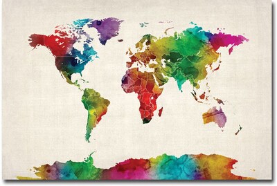 Trademark Global Michael Tompsett Watercolor World Map II Canvas Art, 30 x 47