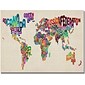 Trademark Global Michael Tompsett "Typography World Map II" Canvas Art, 18" x 24"