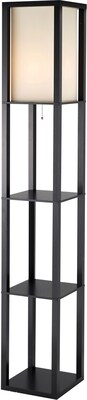 Adesso® Titan 72H Black Shelf Floor Lamp with Off-White Fabric Shade (3193-01)