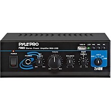Pyle® PTAU23 Mini Stereo Power Amplifier With USB, AUX, CD and Mic Inputs, 80 W (93575769M)