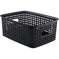 Plastic Weave Bin; Black, Small