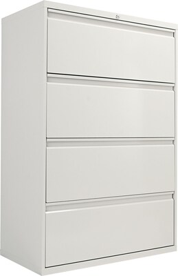 Alera® Four-Drawer Lateral File Cabinet, 36w x 18d x 52 1/2h, Light Gray (ALELF3654LG)