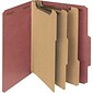 Smead Recycled Heavy Duty Pressboard Classification Folder, 3-Dividers, 3" Expansion, Letter Size, Red, 10/Box (14099)