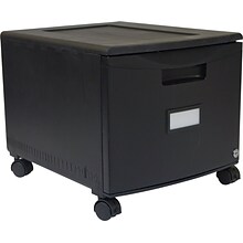 Storex Mobile Vertical File Cabinet, Letter/Legal Size, Lockable, 12.75H x 18.25W x 14.75D, Black