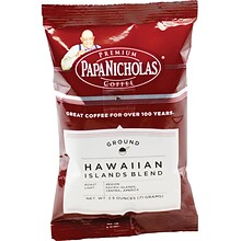 Papa Nicholas Premium Hawaiian Islands Blend Ground Coffee, Light/Mild Roast, 2.5 oz. Packets, 18/Ca