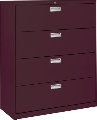 Sandusky 4-Drawer Lateral File Cabinet, Burgundy, 36, (LF6A364-03)