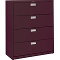 Sandusky 4-Drawer Lateral File Cabinet, Burgundy, 36, (LF6A364-03)