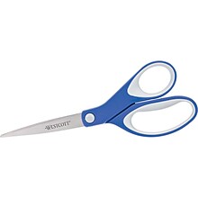 Straight KleenEarth Soft Handle Scissors, 8 length, Blue/Gray