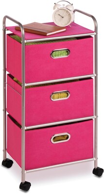 Honey Can Do® 3-Drawer Rolling Cart, Pink (CRT-02348)