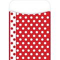 Barker Creek Peel and Stick Library Pocket, Red and White Dots Design, 30/Pack