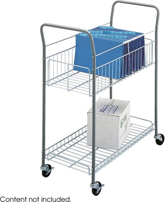 Safco® Economy Tubular Steel Frame and Chrome Plated Baskets Mail Cart, Silver