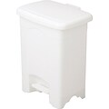Safco Step-On Receptacle Plastic Step Trash Can, White, 4 gal. (9710WH)