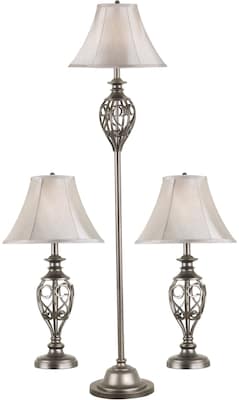 Kenroy Home Cerise Table and Floor Lamp Set, Silver Finish
