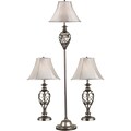 Kenroy Home Cerise Table and Floor Lamp Set, Silver Finish