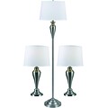 Kenroy Home Edson Table and Floor Lamp Set, Brushed Steel Finish