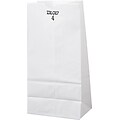 Heavy Duty White Kraft Paper Grocery Bags; Capacity 4 lbs., 500/PK