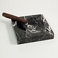 Bey-Berk C303 Square Solid Marble Four Cigar Ashtray, Black