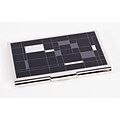 Bey-Berk Nickel Plated Business Card Case, Black Cube Design (D249B)