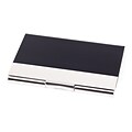 Bey-Berk Silver Plated Business Card Case with Black Anodized Trim (D262S)
