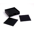 Bey-Berk 6 Piece Black Leather Coaster Set With Holder (D955)