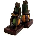 Bey-Berk R10i Frog Bookends, Resin, Mahogany Finished