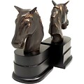 Bey-Berk R18H Horse Bookends, Brass and Wood, Bronzed