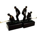 Bey-Berk R18X Dbl Golfers Bookends, Cast Metal and Wood Base, Bronzed