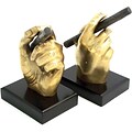 Bey-Berk R19C Cigar Bookends Antique Brass, Wood Base