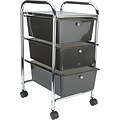 Advantus® Cropper Hopper Home Center Rolling Cart, 3 Drawer, Smoke