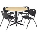 Regency® 42 Round Table Set with 4 Chairs, Beige/Black