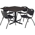 Regency® 36 Square Table Set with 4 Chairs, Mocha Walnut/Black