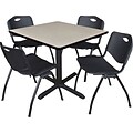 Regency® 36 Square Table Set with 4 Chairs, Maple/Black