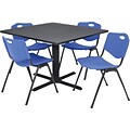 Regency® 36 Square Table Set with 4 Chairs, Grey/Blue