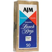 AJM Packaging Paper 10.63H x 5.13W x 3.13D Standard Lunch Bags, Brown, 1200/Pack