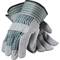 PIP Leather Work Gloves; Split Leather With Safety Cuffs, Medium, 12/Pr