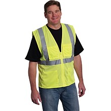 Protective Industrial Products High Visibility Sleeveless Safety Vests, ANSI Class 2, Yellow Mesh, X