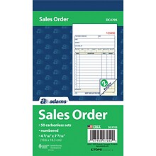 Adams® Sales Order Book, Ruled, 2-Part, 4 3/16 x 7 3/16