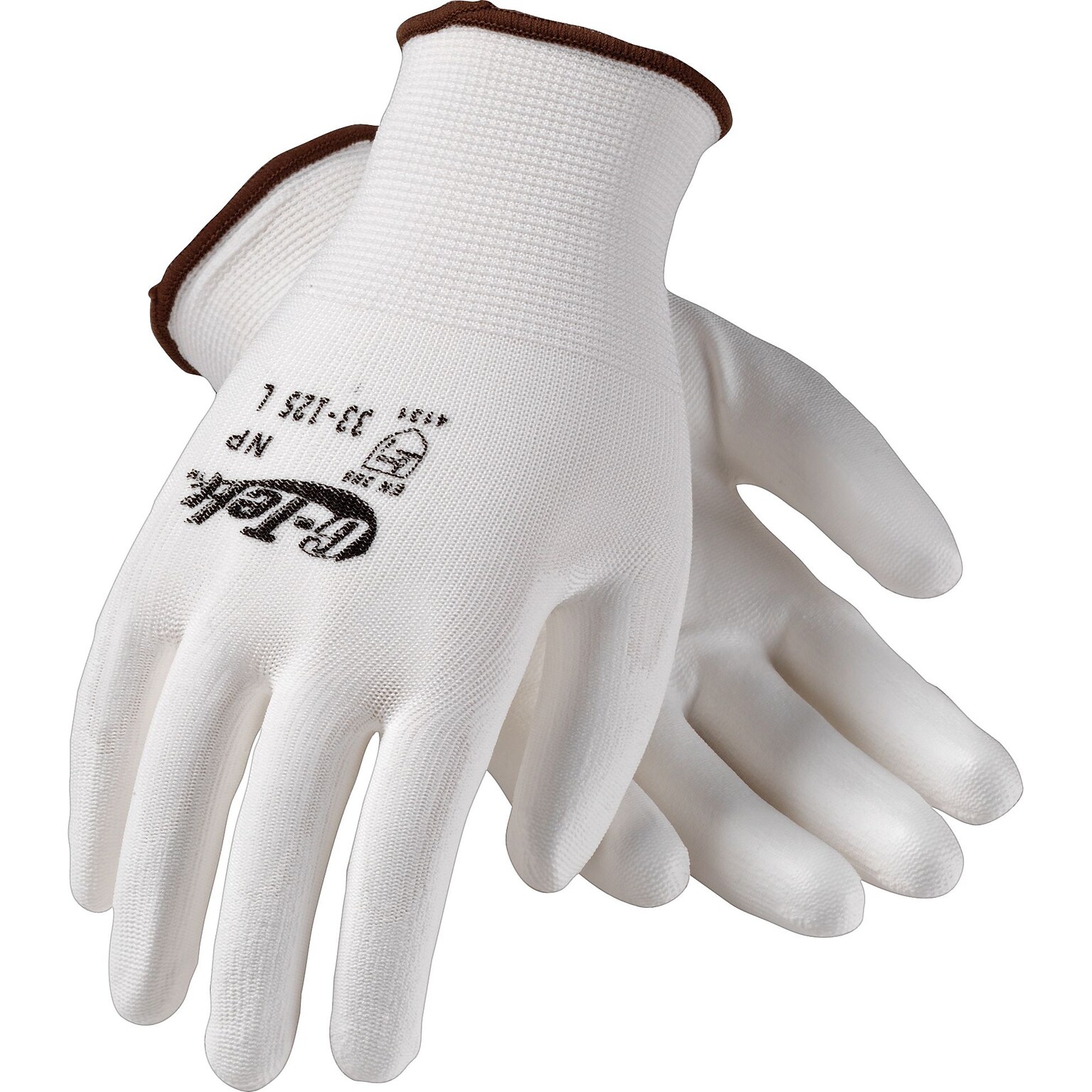 G-Tek 33-125 Polyurethane Coated Nylon Gloves, Large, 13 Gauge, White, 12 Pairs (33-125/L)