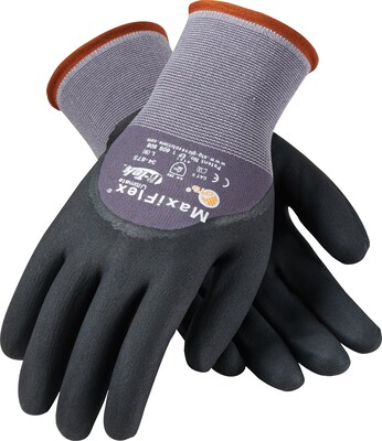 G-Tek Coated Work Gloves; MaxiFlex Ultimate Seamless Nylon Knit Liner, 3/4 Nitrile Coating, LG, 12Pr
