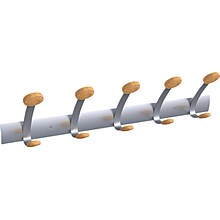 Alba Wall Coat Peg, 5 Hooks, Gray Metal and Wood (PMV5)