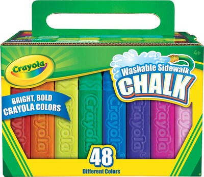 Crayola Washable Sidewalk Chalk, Assorted Colors, 48/Box (512048)