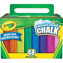 Crayola Washable Sidewalk Chalk, Assorted Colors, 48/Box (512048)