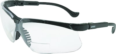 Uvex Genesis® Eyewear, Reading Magnifier Glasses, +1.5, Black Frame, Clear Lens