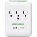 Compucessory 3 Outlets Surge Suppressor; White, 2 USB