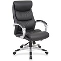Lorell Executive Bonded Leather High-back Chair, Black/Silver