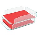 Lorell Stackable Letter Paper Trays; Green Edge