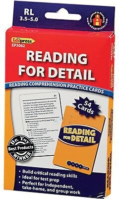 Edupress Reading Comprehension Cards, Reading for Detail, Lvl: 3.5-5.0 (EP-3062)